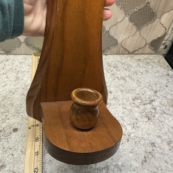 Vintage Heart Wooden Wall Hanging Sconce Candle Holder Cottage Core 15"x 5" - Picture 4 of 5